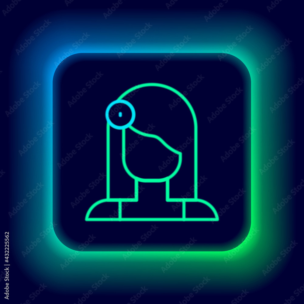 Glowing neon line Portrait of Spanish woman icon isolated on black background. Colorful outline concept. Vector Glowing neon line Portrait of Spanish woman icon isolated on black background. Colorful outline concept. Vector