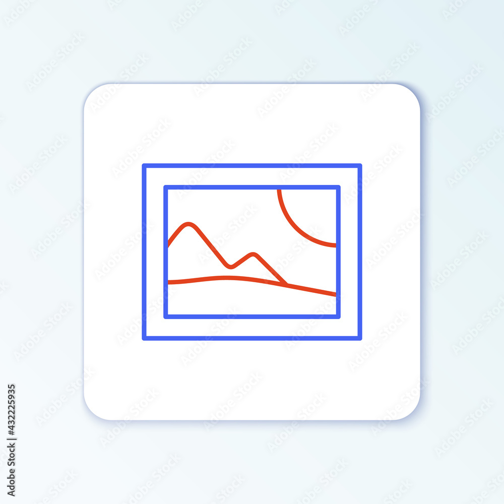 Line Picture landscape icon isolated on white background. Colorful outline concept. Vector