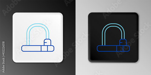 Line Bicycle lock U shaped industrial icon isolated on grey background. Colorful outline concept. Vector