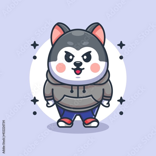 Cute husky dog mascot cartoon design