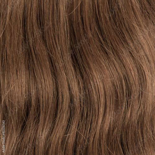 Human hair wig on a mannequin. Back view. Brunette. Straight hair