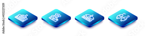 Set Isometric line Prado museum, Bullfight, matador, Crown of spain and Earrings icon. Vector