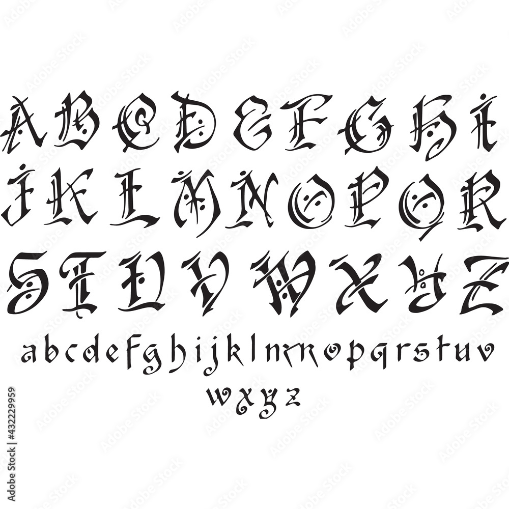 Japanese Style Alphabets Silhouette Vector Stock Vector Adobe Stock