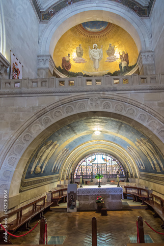 Mount Tabor. Israel. January 27, 2020: Interior of the Transfiguration Church on Mount Tabor