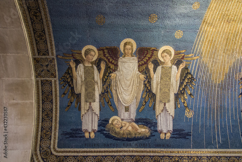 Mount Tabor. Israel. January 27, 2020: Interior of the Transfiguration Church on Mount Tabor