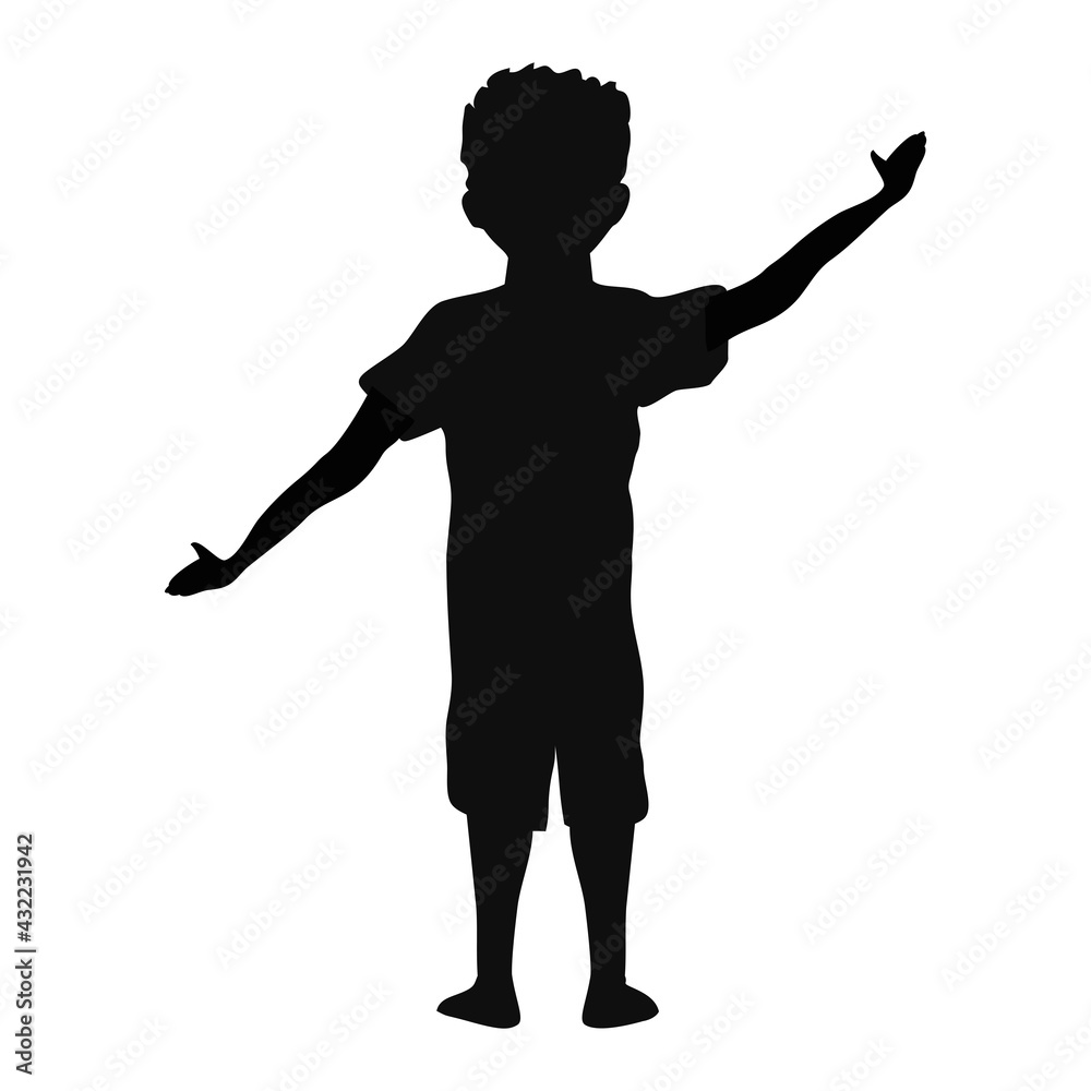 boy silhouette with hand up