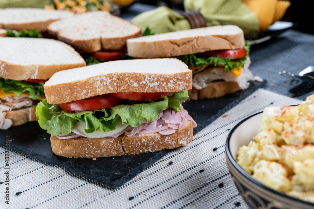 Sandwich and potato salad Sandwich and potato salad