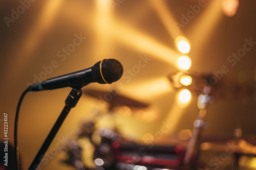 Microphone standing on a stage