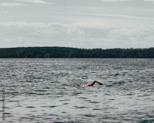 swimmer in lake