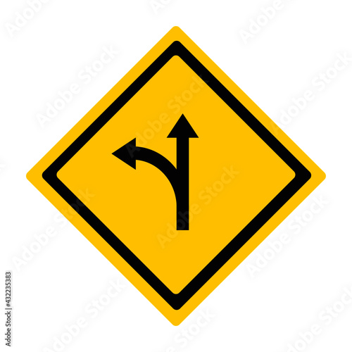 Free Download Traffic symbol on a straight road, indicating a left turn.Vector design EPS 10 - GFXLoad