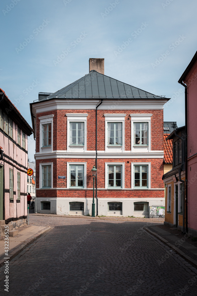 Old town street in Lund Sweden