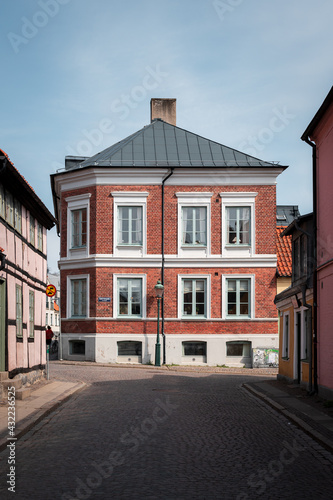 Old town street in Lund Sweden