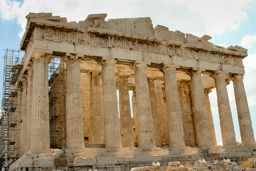 The Ruins in the historical city Athens Greece, the Parthenon, Acropolis, and Mars Hill