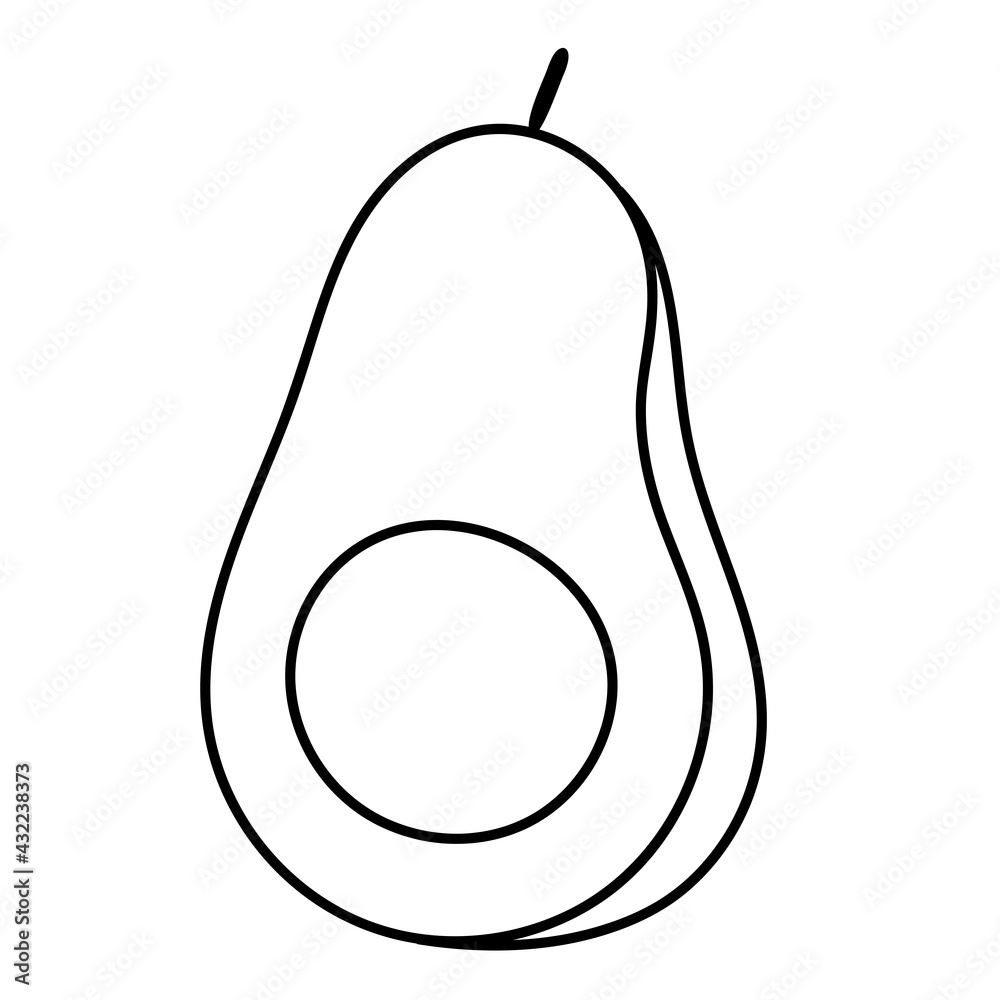 Cute ripe avocado. Vector illustration in doodle style. Cute ripe avocado. Vector illustration in doodle style.