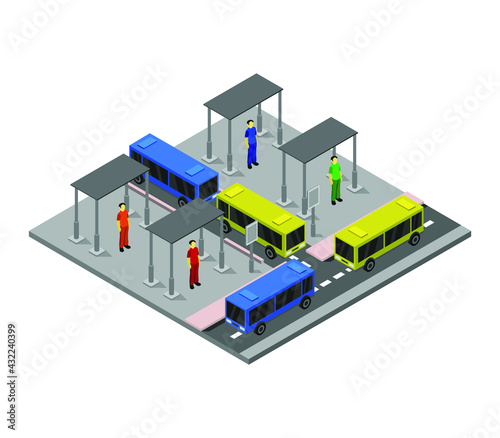 Isometric bus station