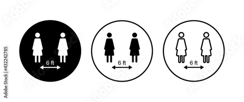 Social distancing icon set. social distance icon. self quarantine sign