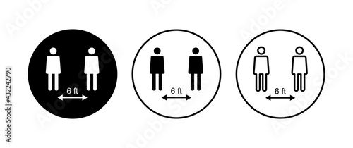 Social distance icon set. social distancing icon. self quarantine sign