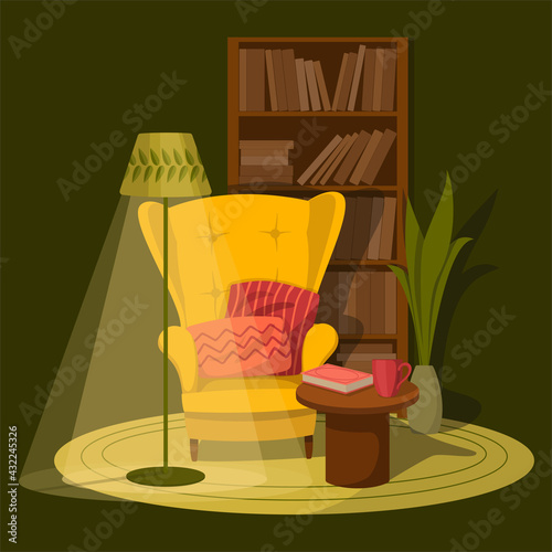 Vector illustration of a cozy corner in a living room
