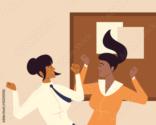 funny cheerful businesswomen