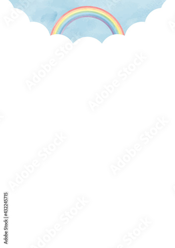 Fototapeta Naklejka Na Ścianę i Meble -  水彩　虹　背景　縦長/ Watercolor Hand Drawn Cute Rainbow Background - Vertical - Vector Image