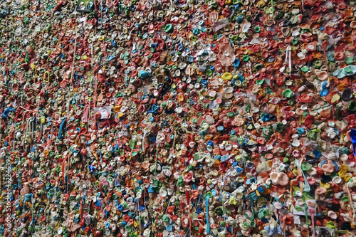 The Market Theater Gum Wall is a brick wall covered in used chewing gum located in an alleyway in Post Alley under Pike Place Market in Downtown Seattle.