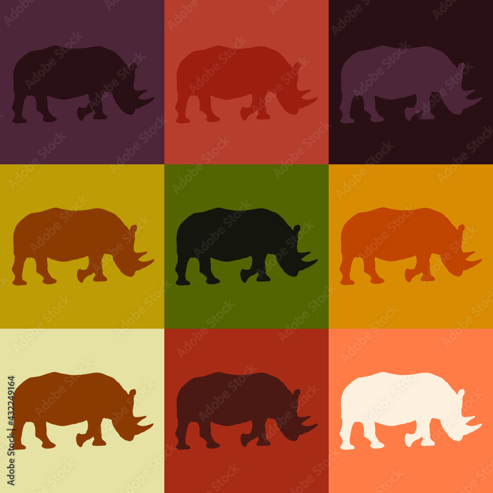rhino in different colors on different backgrounds[ rhino in different colors on different backgrounds[