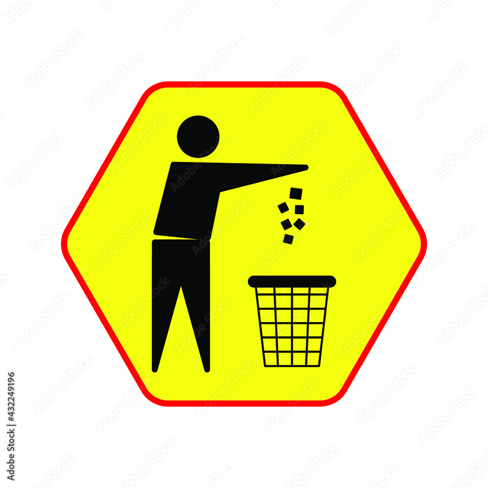 Trash bin or trash can with human figure symbol in vector color