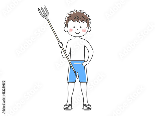 素潜り漁をする人のイラスト