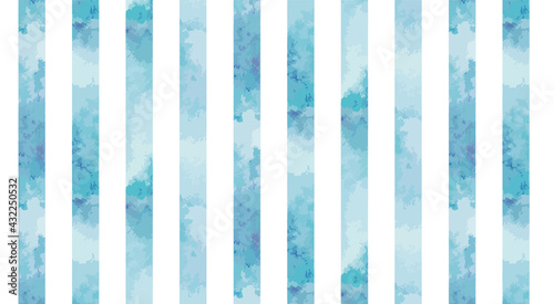 水彩　水色ストライプ　背景装飾イラスト