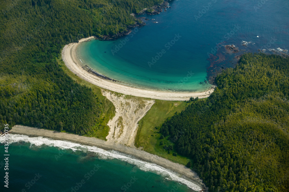 Stock Aerial Photo of Guiss Bay Cape Scott West Coast Vancouver Island British Columbia, Canada
