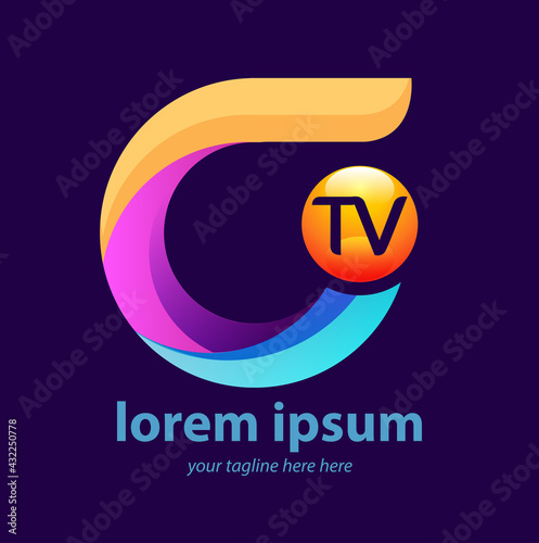 Vector abstract, modification letter G as a symbol or logo TV station.