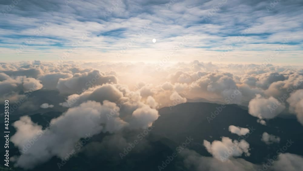 clouds over the mountains from passenger plane