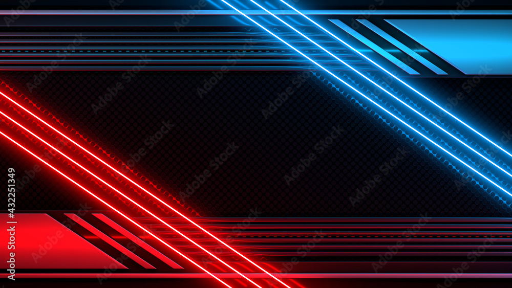 Sci Fy Neon Glowing Lamps On Dark Perforated Wall. Abstract Technology Background. 3D Rendering. Sci Fy Neon Glowing Lamps On Dark Perforated Wall. Abstract Technology Background. 3D Rendering.