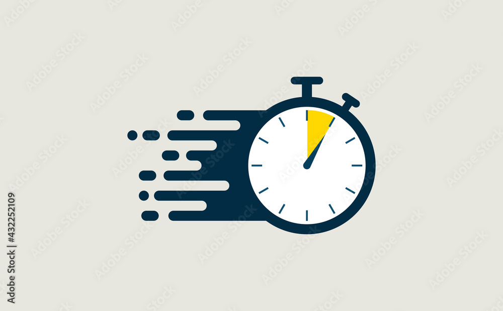 Stopwatch fast quick timely delivery flat icon - obrazy, fototapety, plakaty 