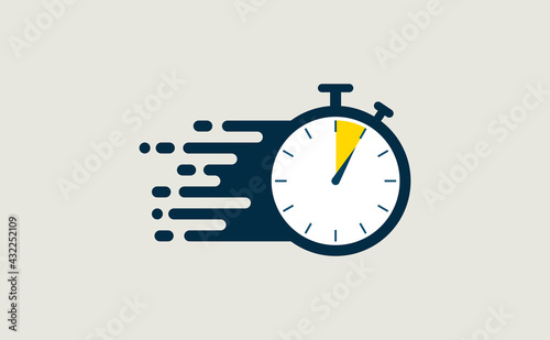 Stopwatch fast quick timely delivery flat icon photo