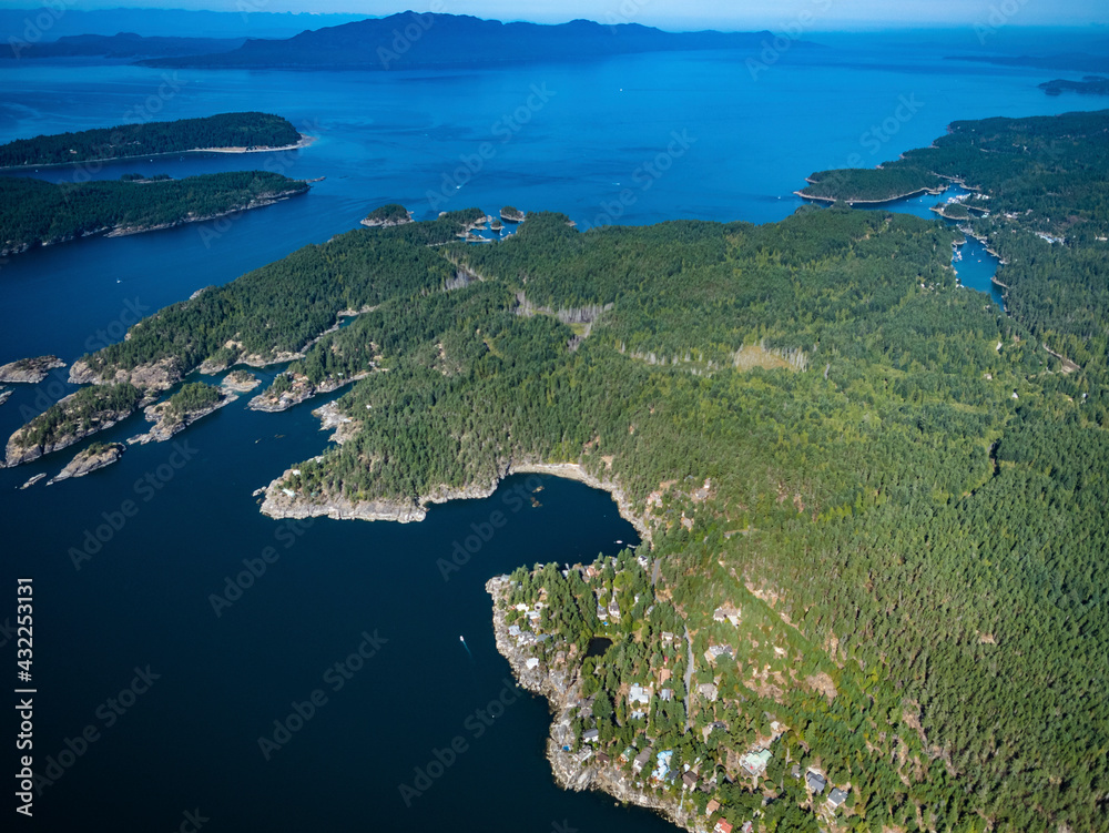 Stock aerial photo of Thormanby Island and Smuggler Cove BC, Canada