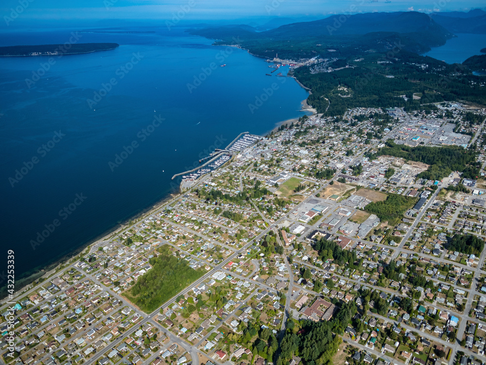 Stock aerial photo of Powell River  BC, Canada