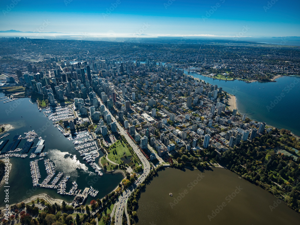 Naklejka premium Stock aerial photo of Downtown Vancouver, Canada