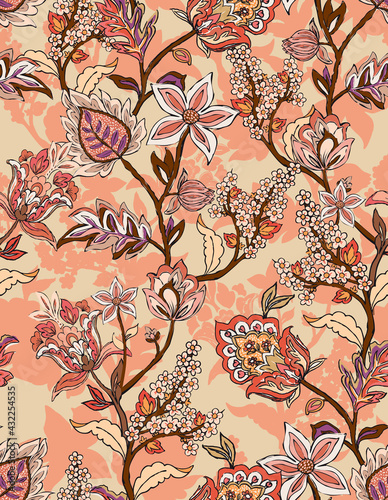 Colorful asian style floral pattern. paisley pattern in traditional indian style, design for decoration and textiles