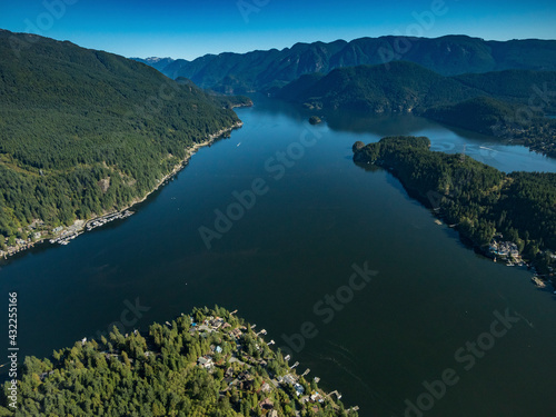 Stock aerial photo of Indian Arm and Coast Mountains BC, Canada