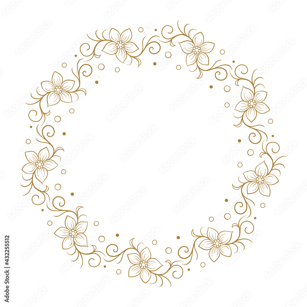 Vector round floral wreath. Elegant graphic frame. Vector round floral wreath. Elegant graphic frame.