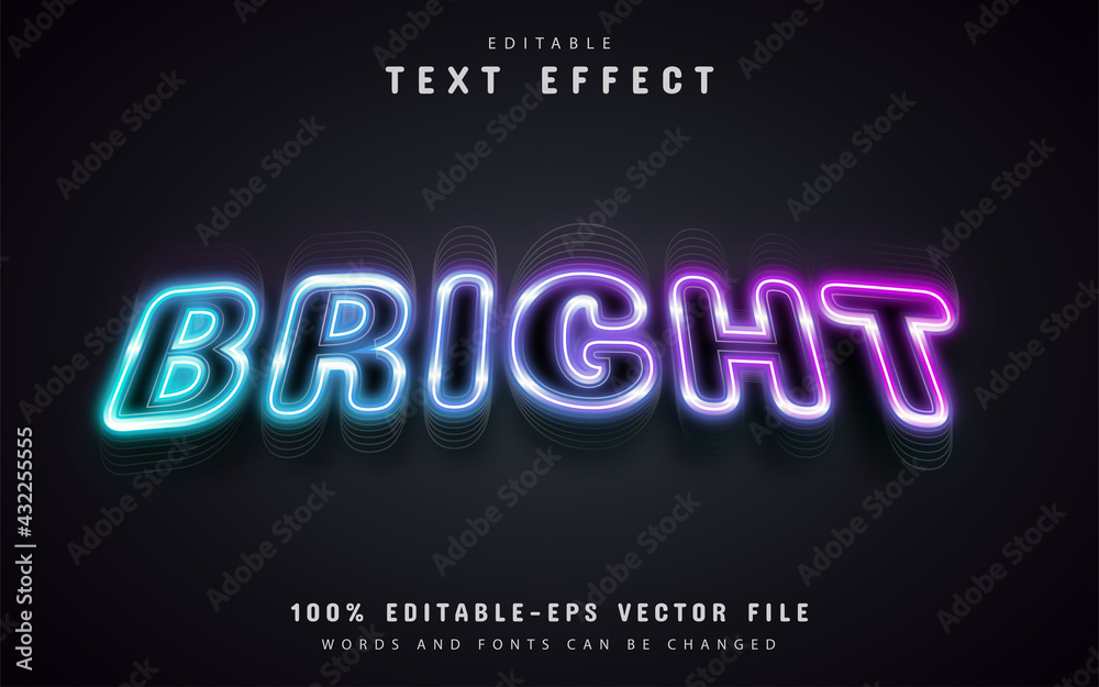 Bright text effect neon style