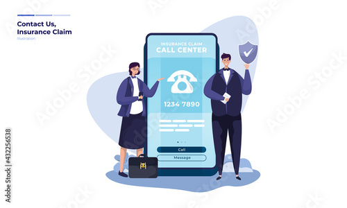 Illustration of call center for mobile insurance claims  © Ilusiku studio