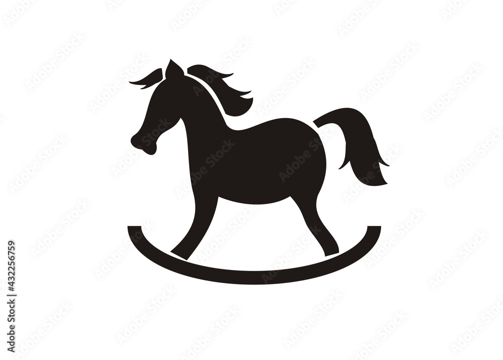 Horse toy. Simple illustration in black and white. Horse toy. Simple illustration in black and white.