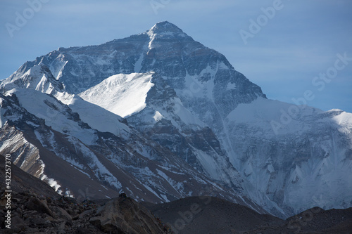 Mount Everest early in the morning taken from the base camp in Tibet located at 5200 m. April 2013