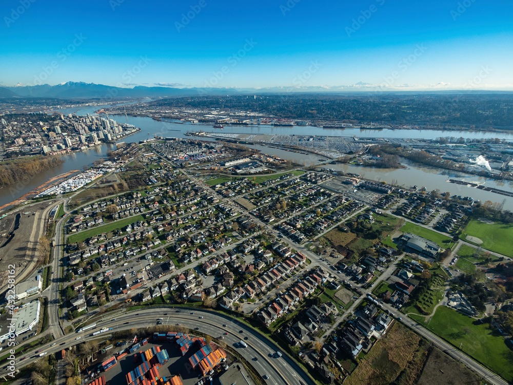Stock aerial photo of Queensborough New Westminster, Canada