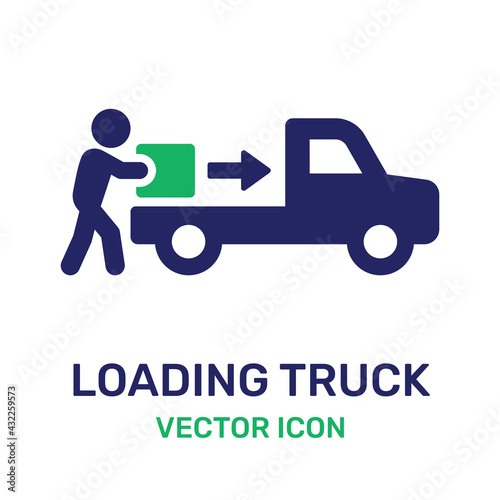  Loading the box in truck icon vector