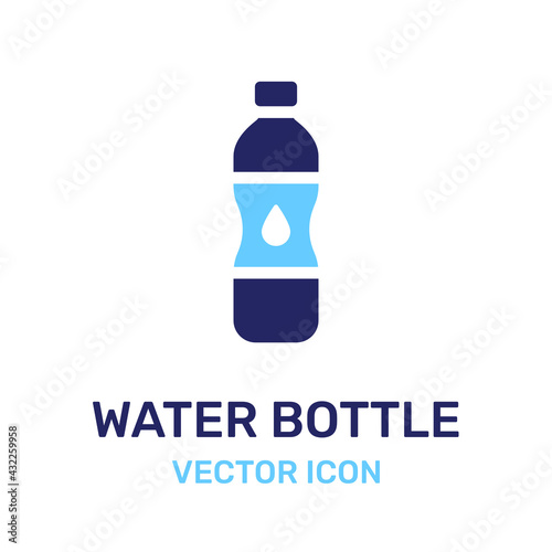 A bottle of drinking water or bottled water beverage vector. Plastic water bottle icon.