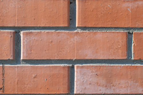 Bilde på lerret background, texture, pattern of smooth, geometrically adjusted neat red brick wi