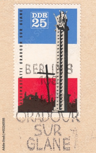 Oradour-sur-Glane memorial. International Dunnings and Memorials, stamp Germany 1966 photo